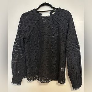 Hinge black lace long sleeve top